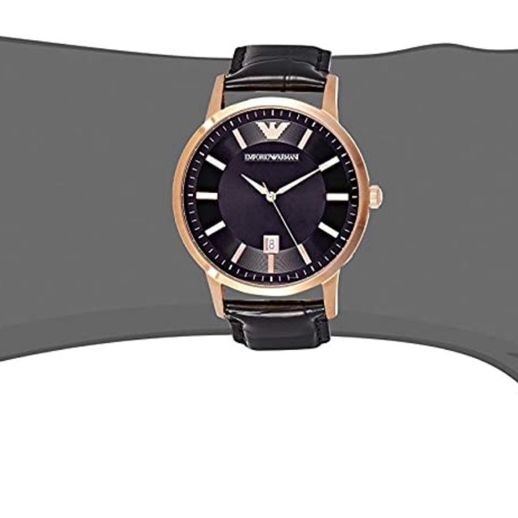 Emporio Armani Renato AR2425 43mm Large Black Dial Gold Tone Men's Watch - Picture 6 of 15